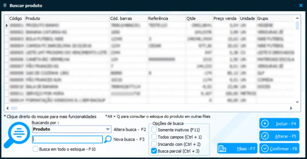 Tela do SGBR — controle de estoque