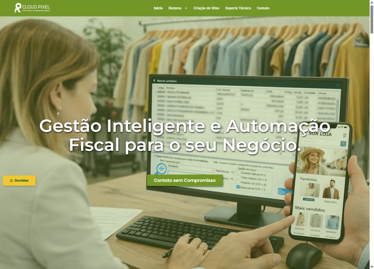 Prévia do site institucional cloudpixel.com.br criado pela Cloud Pixel